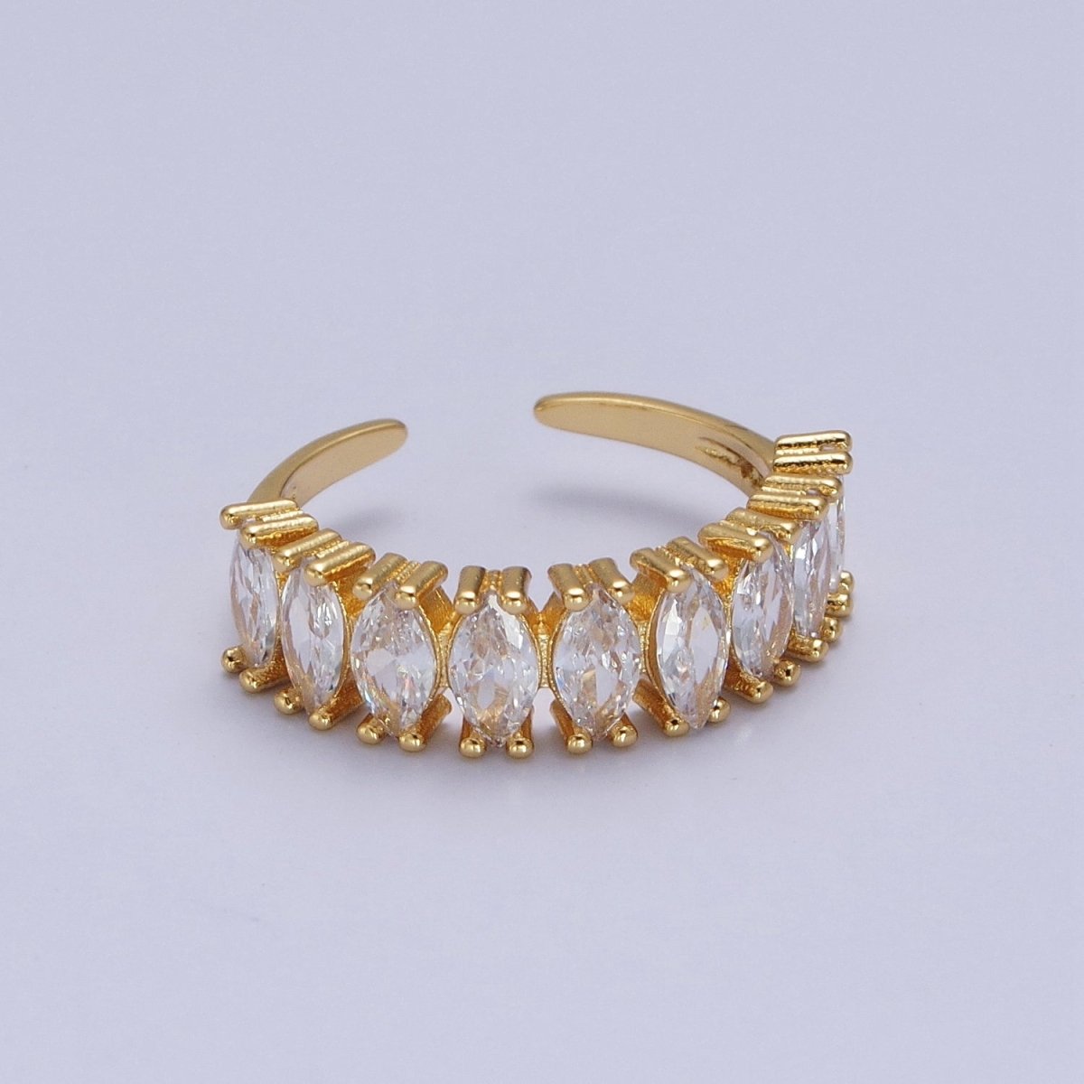 Clear Marquise Cubic Zirconia Adjustable Gold Band Ring | U-234