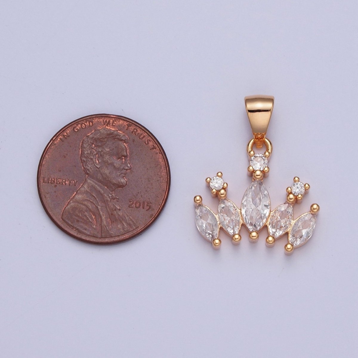 Clear Marquise Cubic Zirconia Pendant,  Crown Charm For Jewelry Making X-359