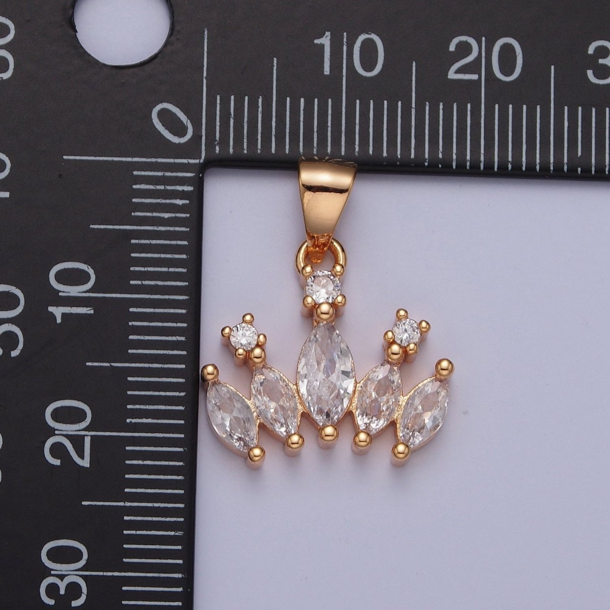 Clear Marquise Cubic Zirconia Pendant,  Crown Charm For Jewelry Making X-359