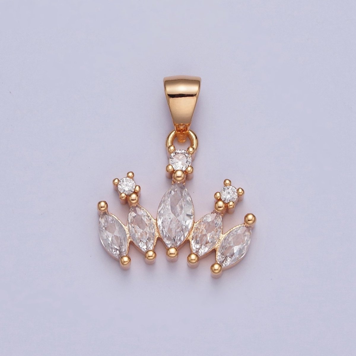 Clear Marquise Cubic Zirconia Pendant,  Crown Charm For Jewelry Making X-359