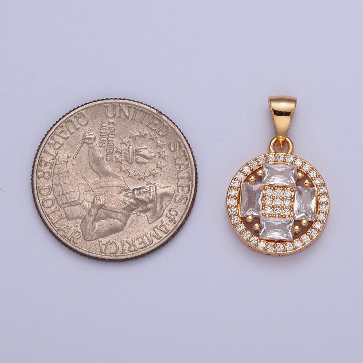Clear Micro Pave Baguette Medallion Pendant For Jewelry Making | X-380