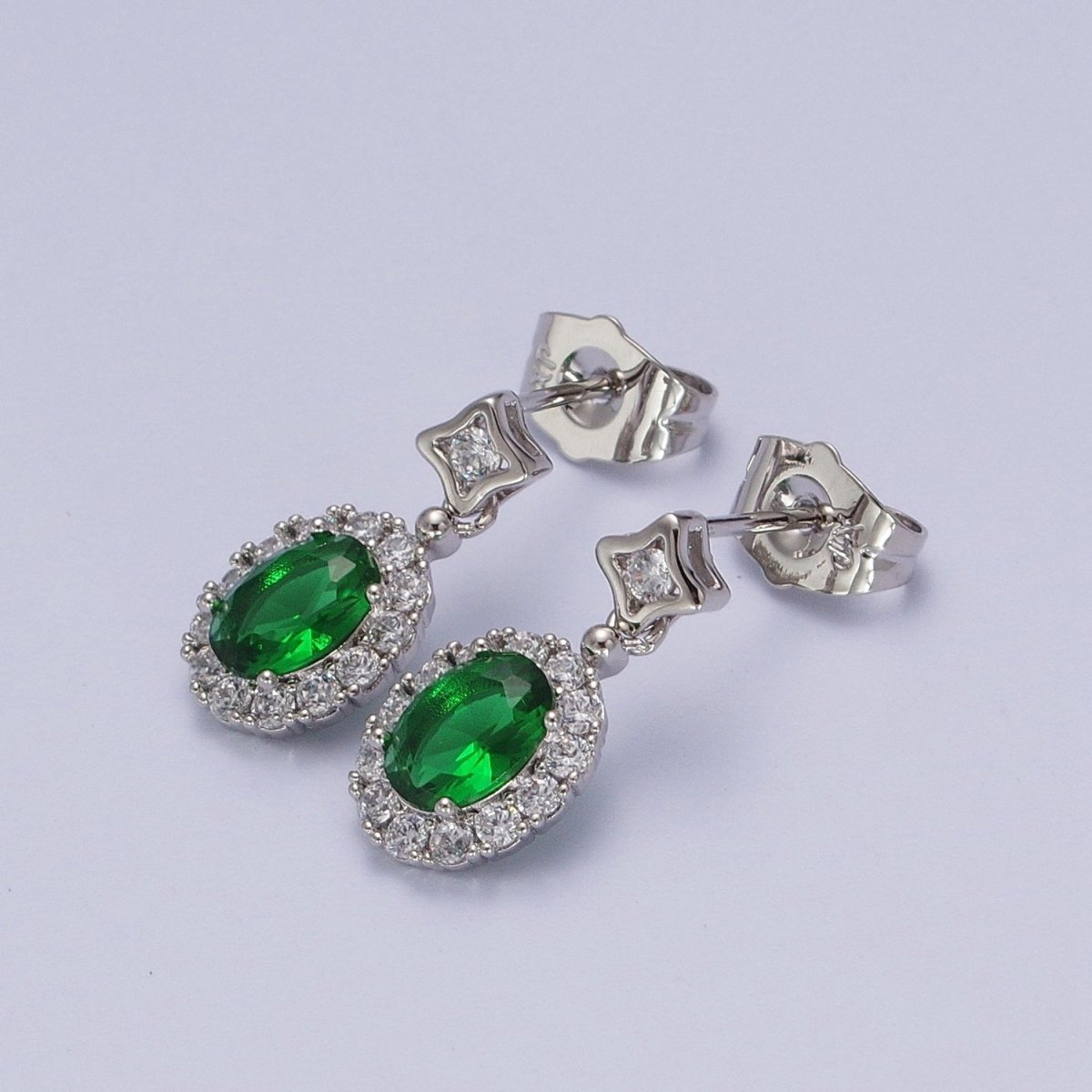 Clear Micro Pave cubic zirconia Oval halo Drop Stud Earring Bridal Wedding Bridesmaid Jewelry AD-006 AD-007 AD-008