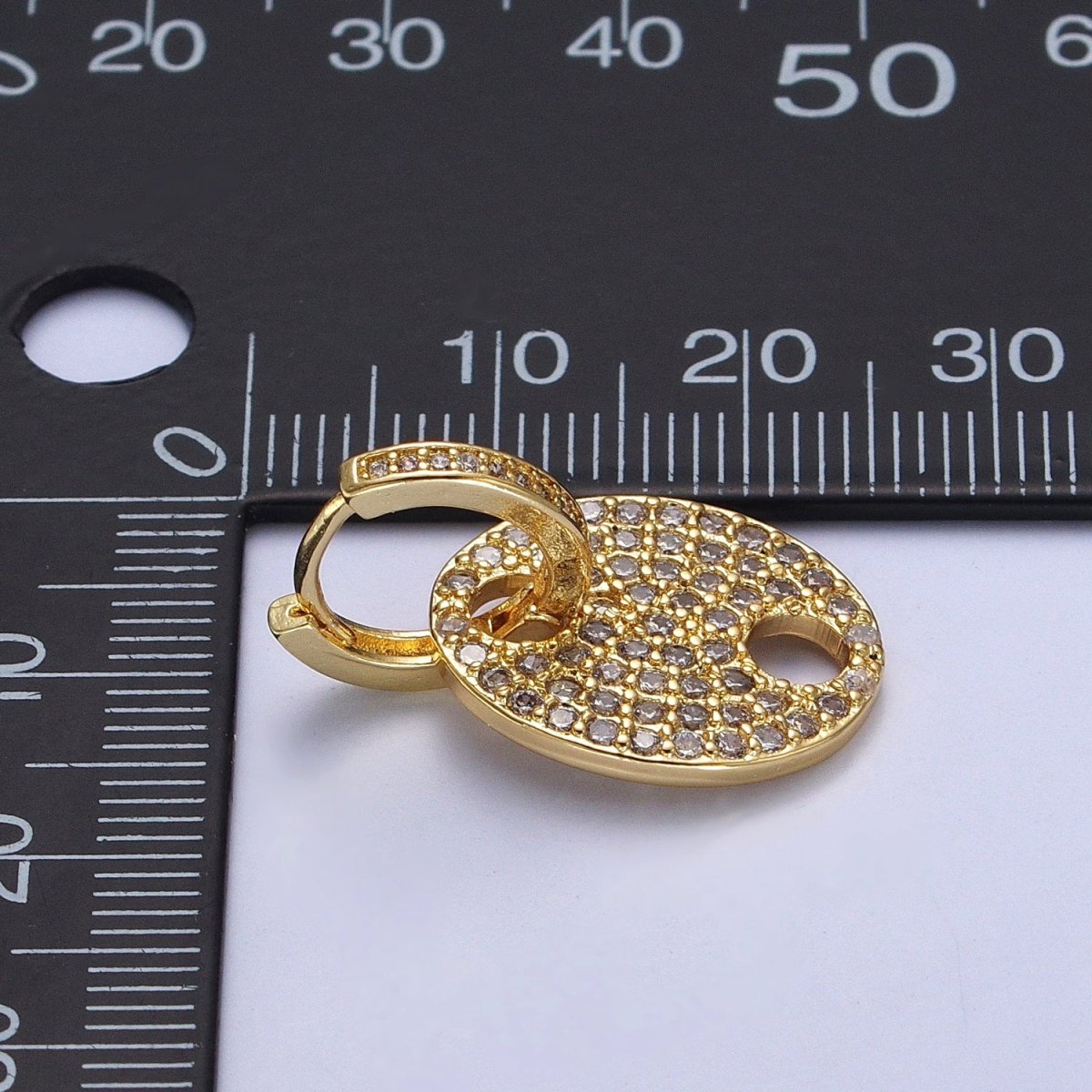Clear Micro Paved CZ Anchor Mariner Drop Dangle Huggie Earrings | AB036