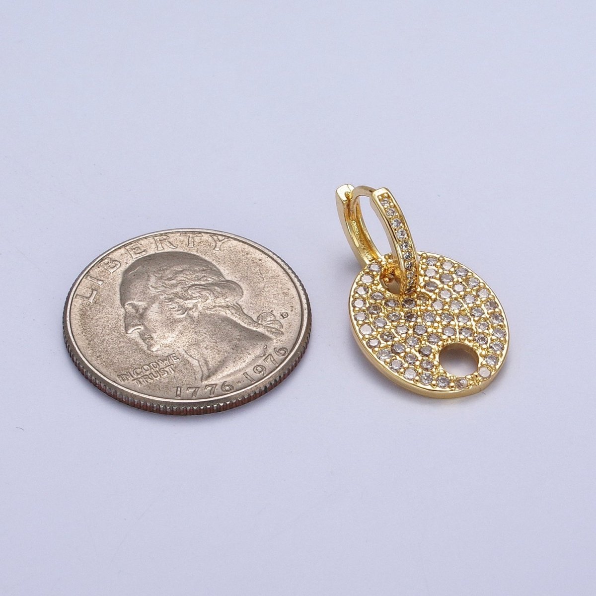Clear Micro Paved CZ Anchor Mariner Drop Dangle Huggie Earrings | AB036