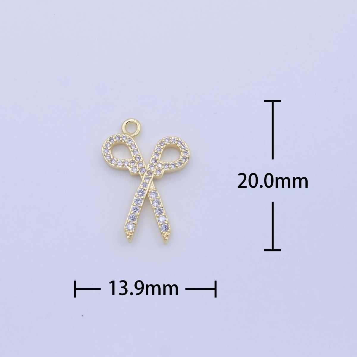 Clear Micro Paved CZ Cutting Scissors Gold Charm | C-780