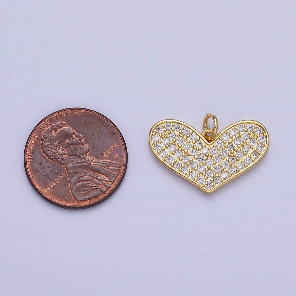 Clear Micro Paved CZ Heart Valentine Gold Charm | AC354