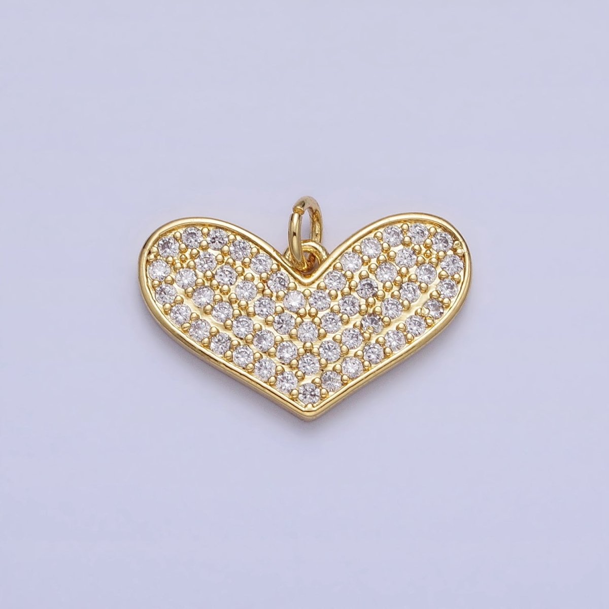 Clear Micro Paved CZ Heart Valentine Gold Charm | AC354