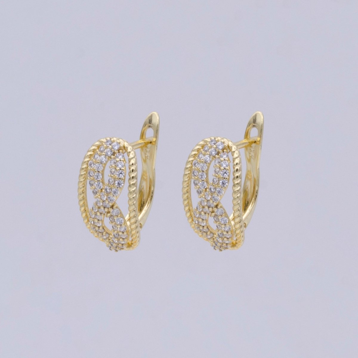Clear Micro Paved CZ Infinity Braided Latch Earrings | AD-283