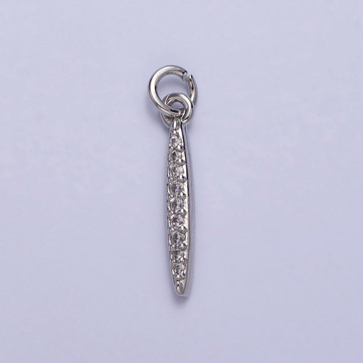 Clear Micro Paved CZ Initial Alphabet Letter Silver Personalized Charm  | A-546-A-558