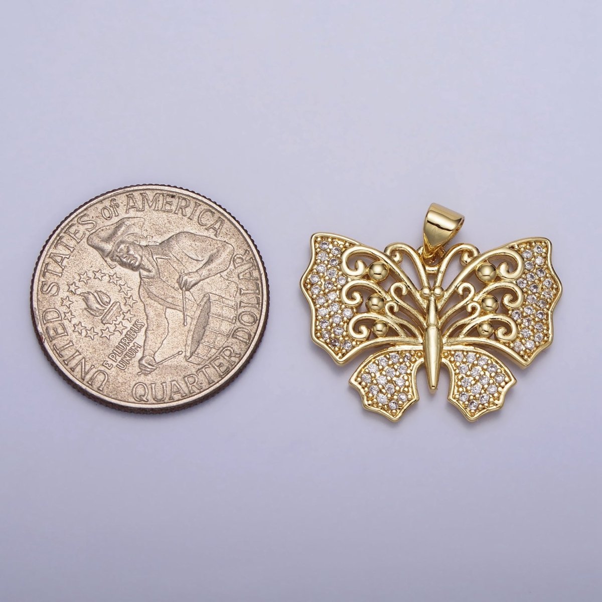 Clear Micro Paved CZ Monarch Butterfly Garden Insect Pendant | AA088