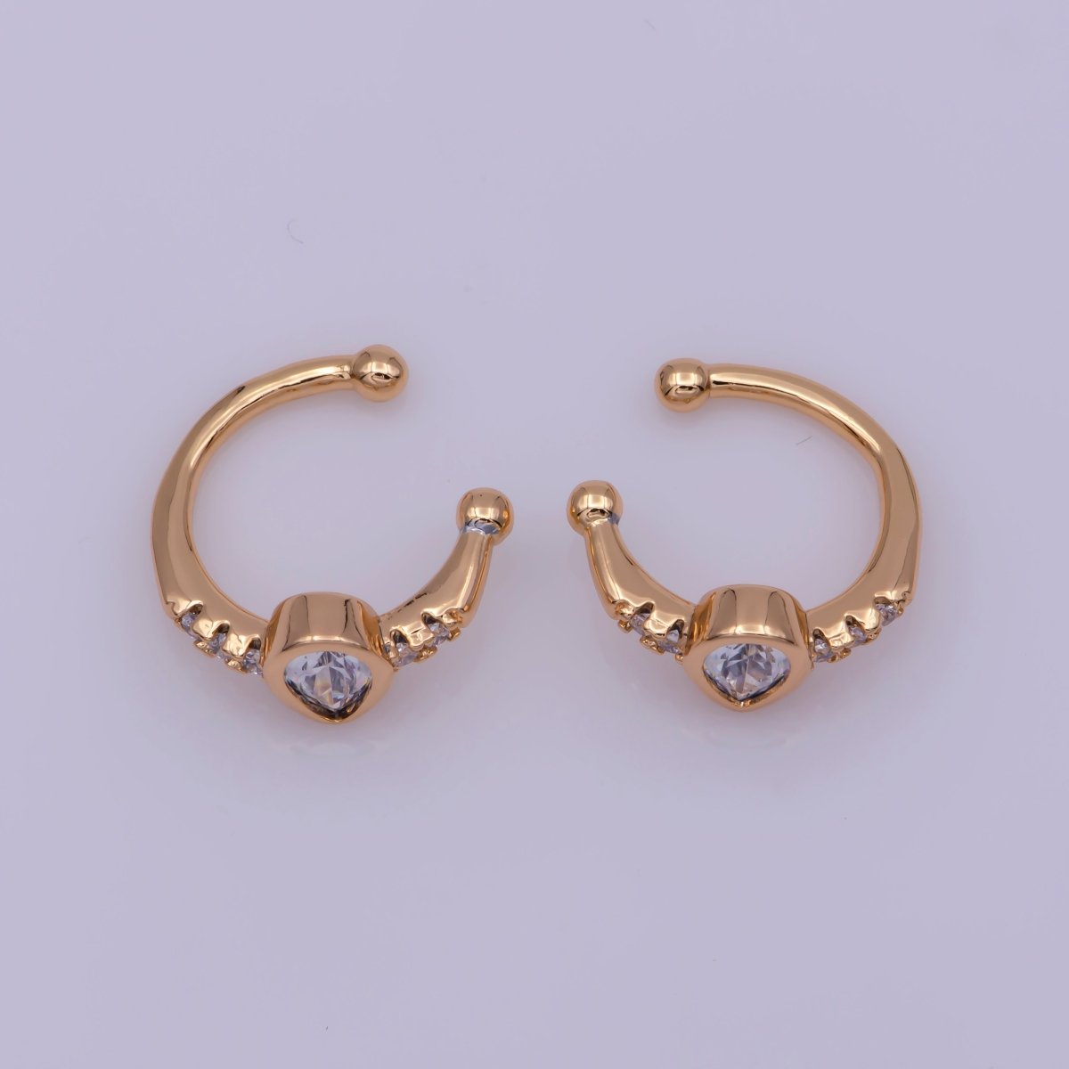 Clear Teardrop Micro Paved CZ Gold Ear Cuff Earrings AI-145 1 PAIR