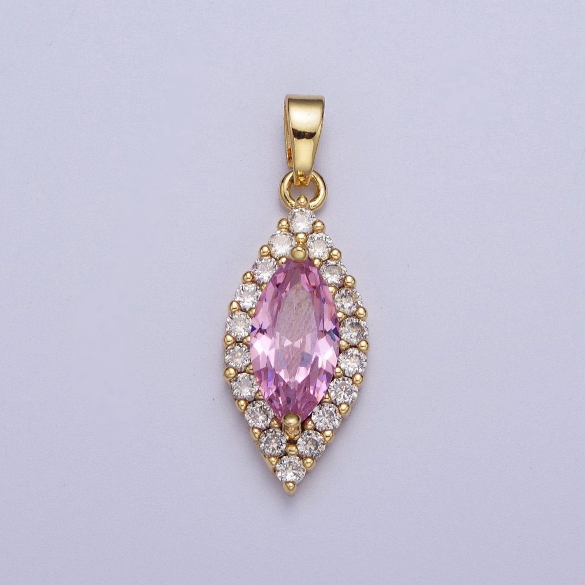 Clear, Yellow, Green, Red, Pink Marquise Eye Shape Pendant Diamond Pave Pendant | X-342-X-345 X-672