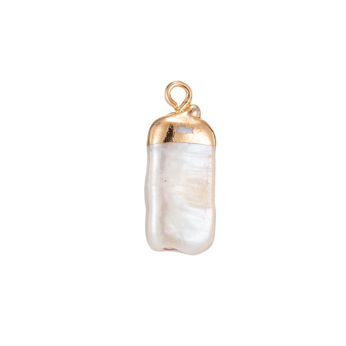 Clearance! Freeform Rectangle Baroque Pearl Charm with 18k Light Gold Plated Edge for Necklace Anklet Bracelet Earring Charm Supplies 21mmx4mm P-1590