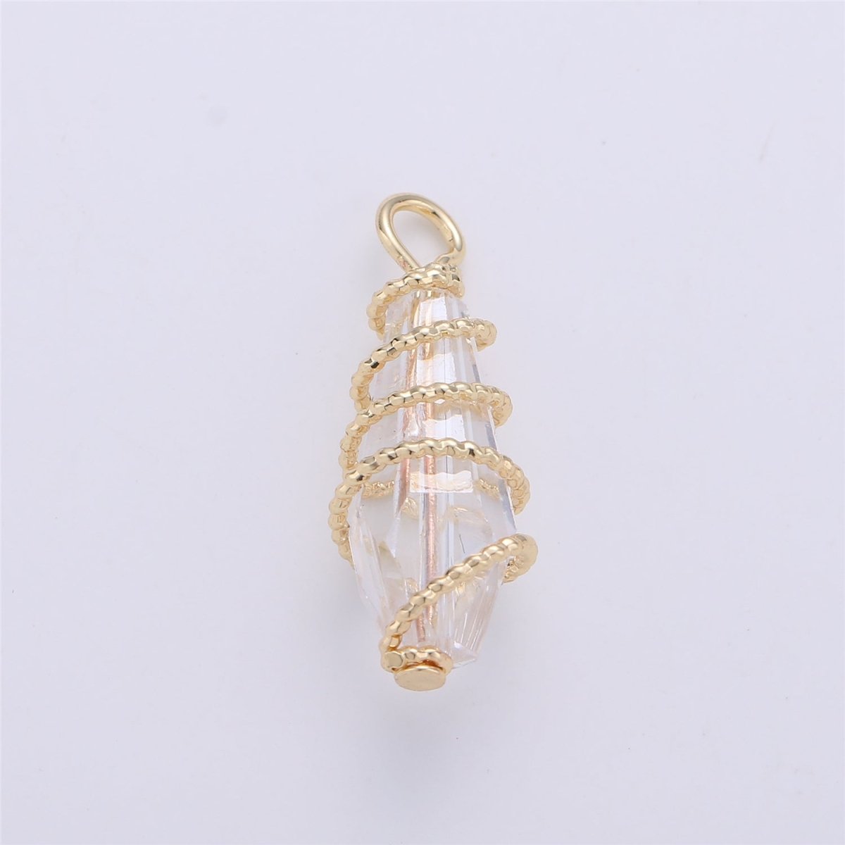 Clearance! Gold Hand Wired Cubic Zirconia Crystal for DIY Necklace E-497