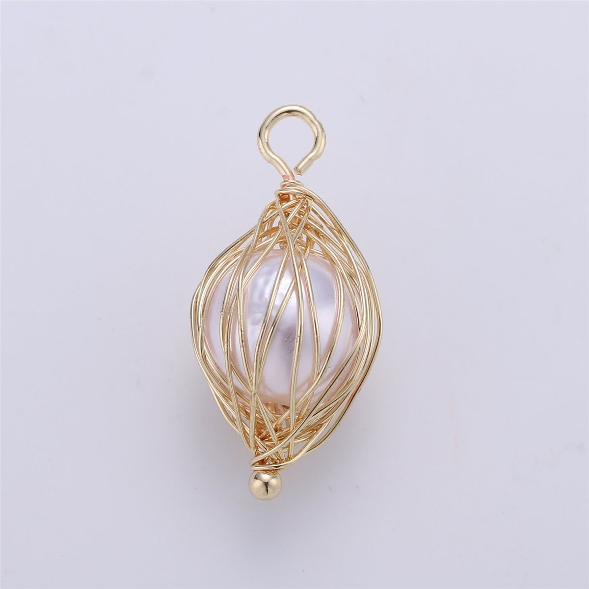 Clearance! Gold Hand Wired Faux Pearl Pendant for DIY Necklace E-496