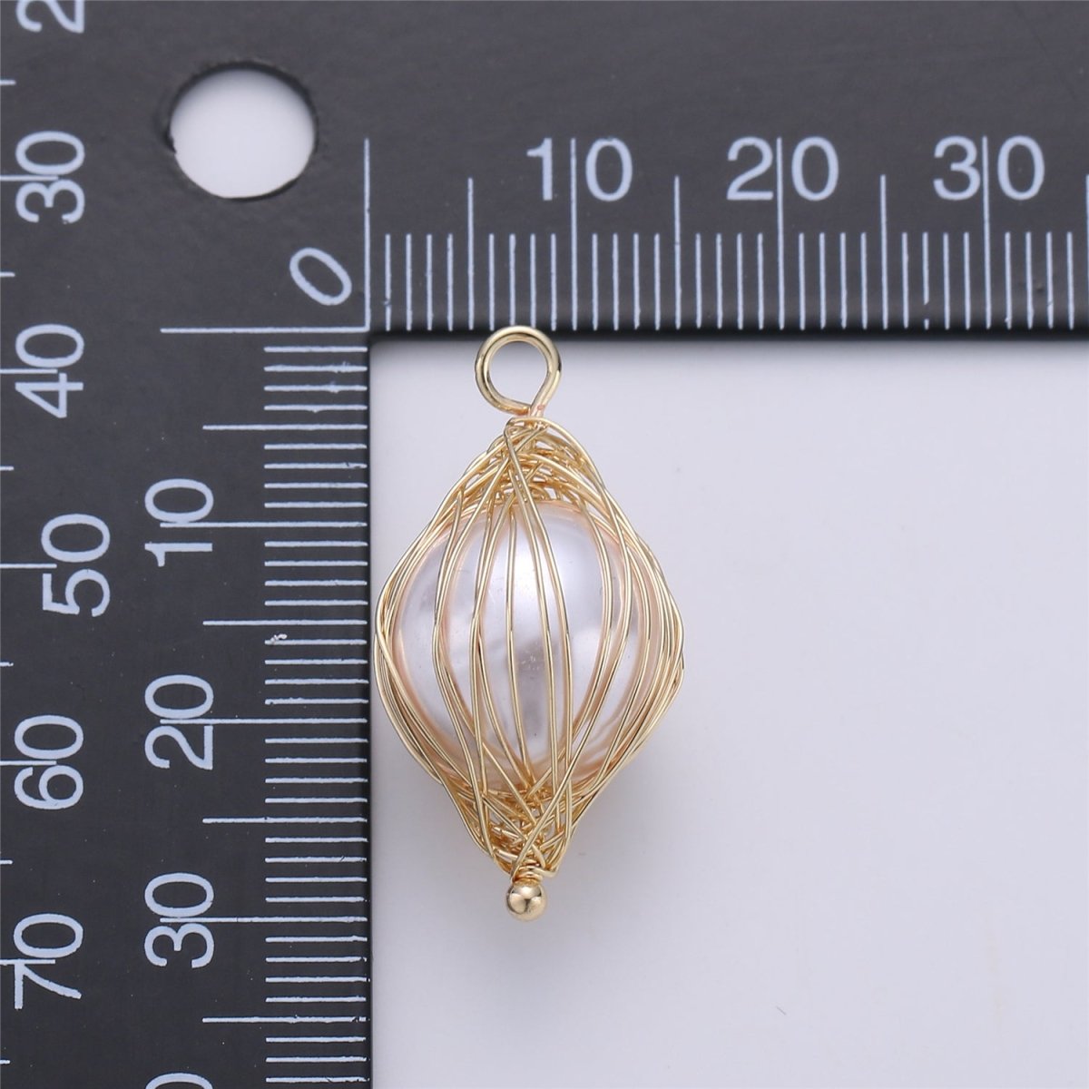 Clearance! Gold Hand Wired Pearl Pendant for DIY Necklace E-495