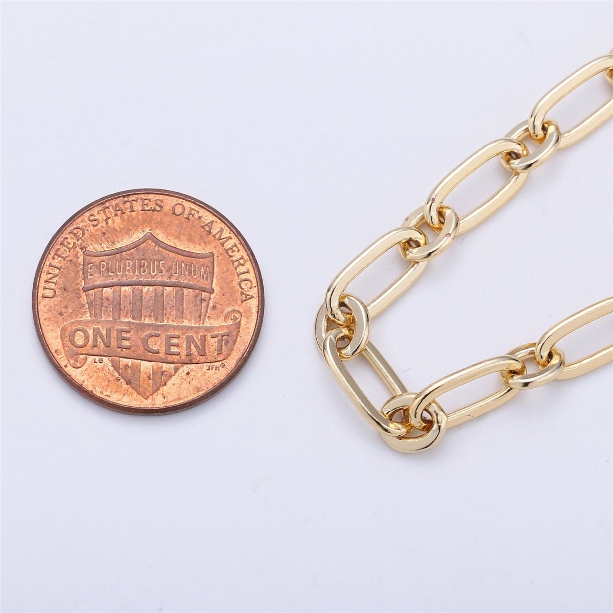 24K Gold Filled Chain, 1 Yard / 3 Feet Oval Link Chain for Necklace, 10x3mm PAPER CLIP Chain for Necklace Bracelet Anklet Component Supply | ROLL-004 Clearance Pricing