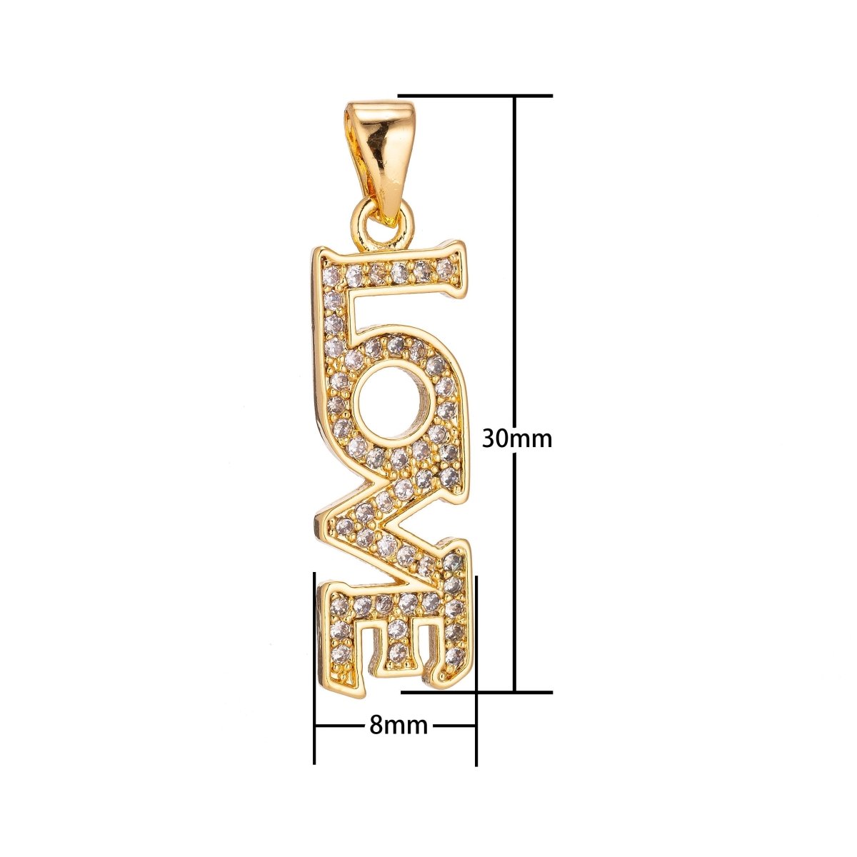 Clearance Pricing BLOWOUT 18k gold fill Love Lettering Micro Pave Pendant Lover DIY Cubic Zirconia Necklace Pendant Charm Bead Bails Findings for Jewelry Making H-921