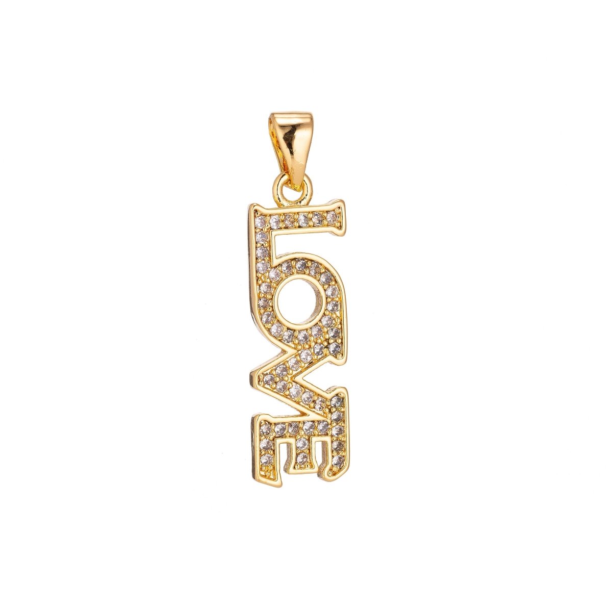 Clearance Pricing BLOWOUT 18k gold fill Love Lettering Micro Pave Pendant Lover DIY Cubic Zirconia Necklace Pendant Charm Bead Bails Findings for Jewelry Making H-921