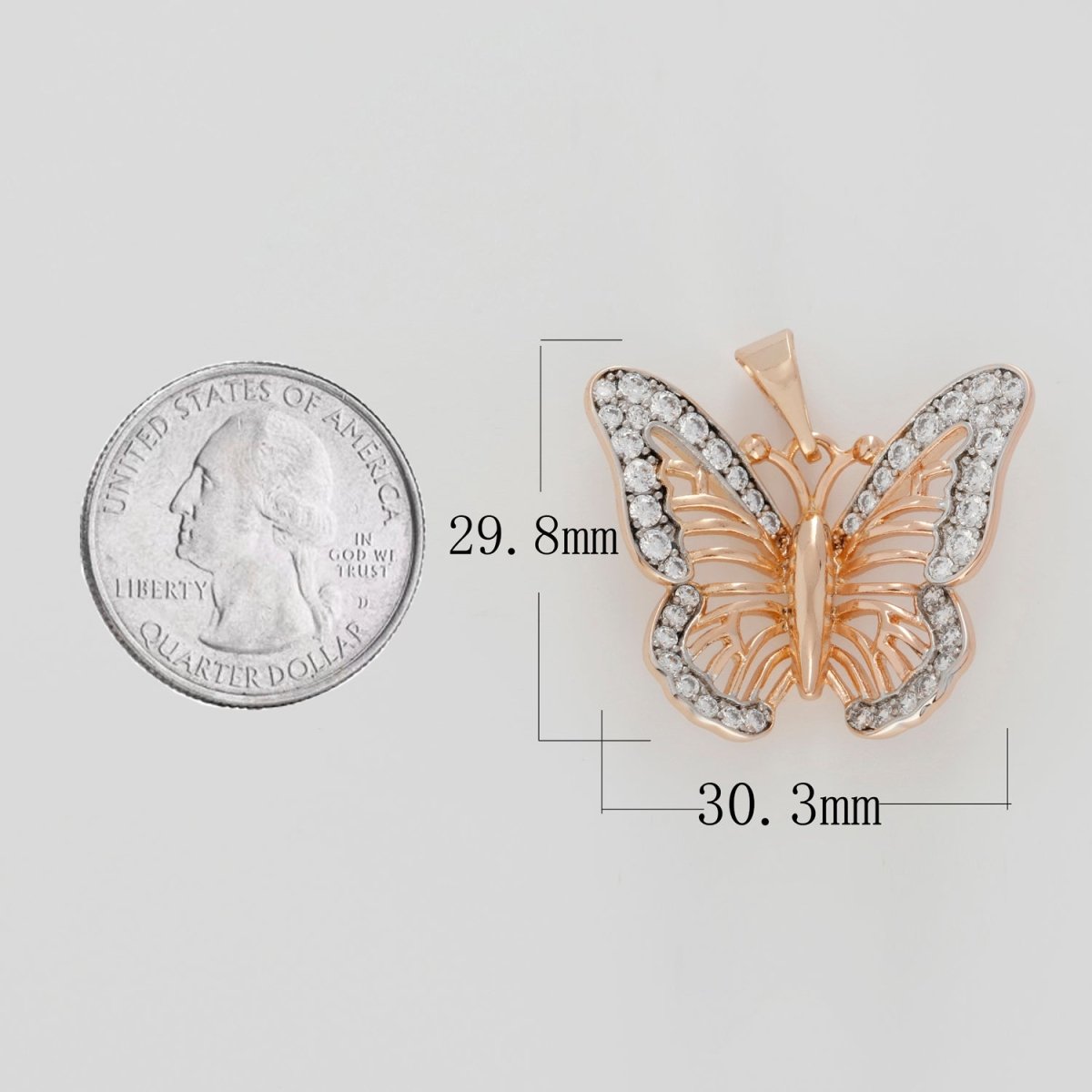 Clearance Pricing BLOWOUT 18k Gold Filled Mariposa Butterfly Charm Micro Pave Monarch Pendant for Necklace Supply N-1418