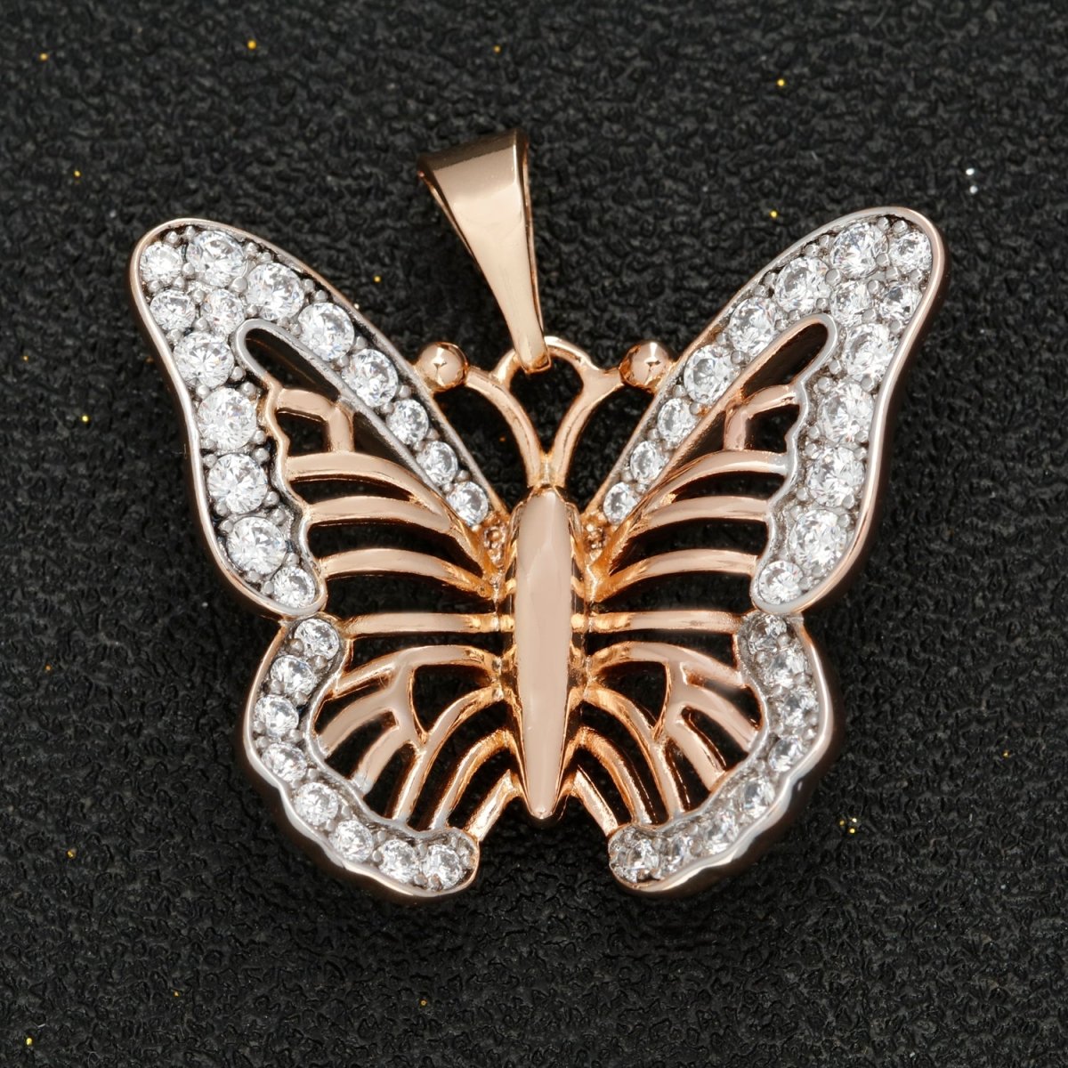 Clearance Pricing BLOWOUT 18k Gold Filled Mariposa Butterfly Charm Micro Pave Monarch Pendant for Necklace Supply N-1418