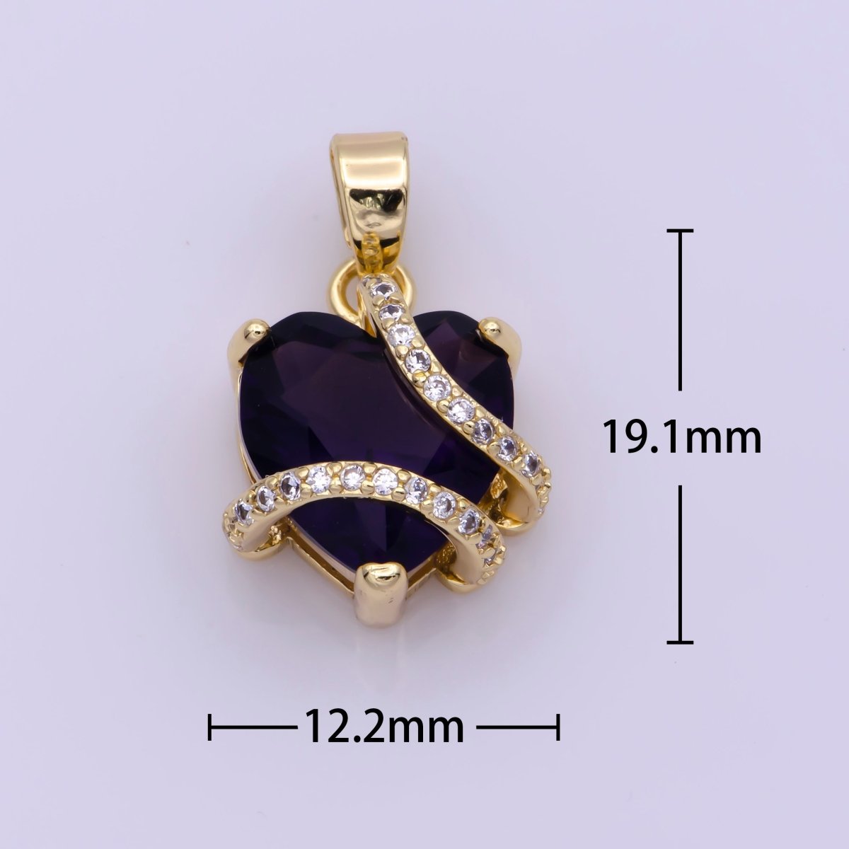 Clearance Pricing BLOWOUT Dark Purple Heart Pendant Cubic Zirconia Charm for Necklace Earring Bracelet Supply N-1449