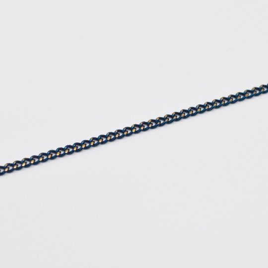 Dark Blue Shimmer Cable Chain On Brass 1.8mm width Gold Navy Enamel Unfinished chain for Bracelet Necklace Component Chain | ROLL-445 Clearance Pricing