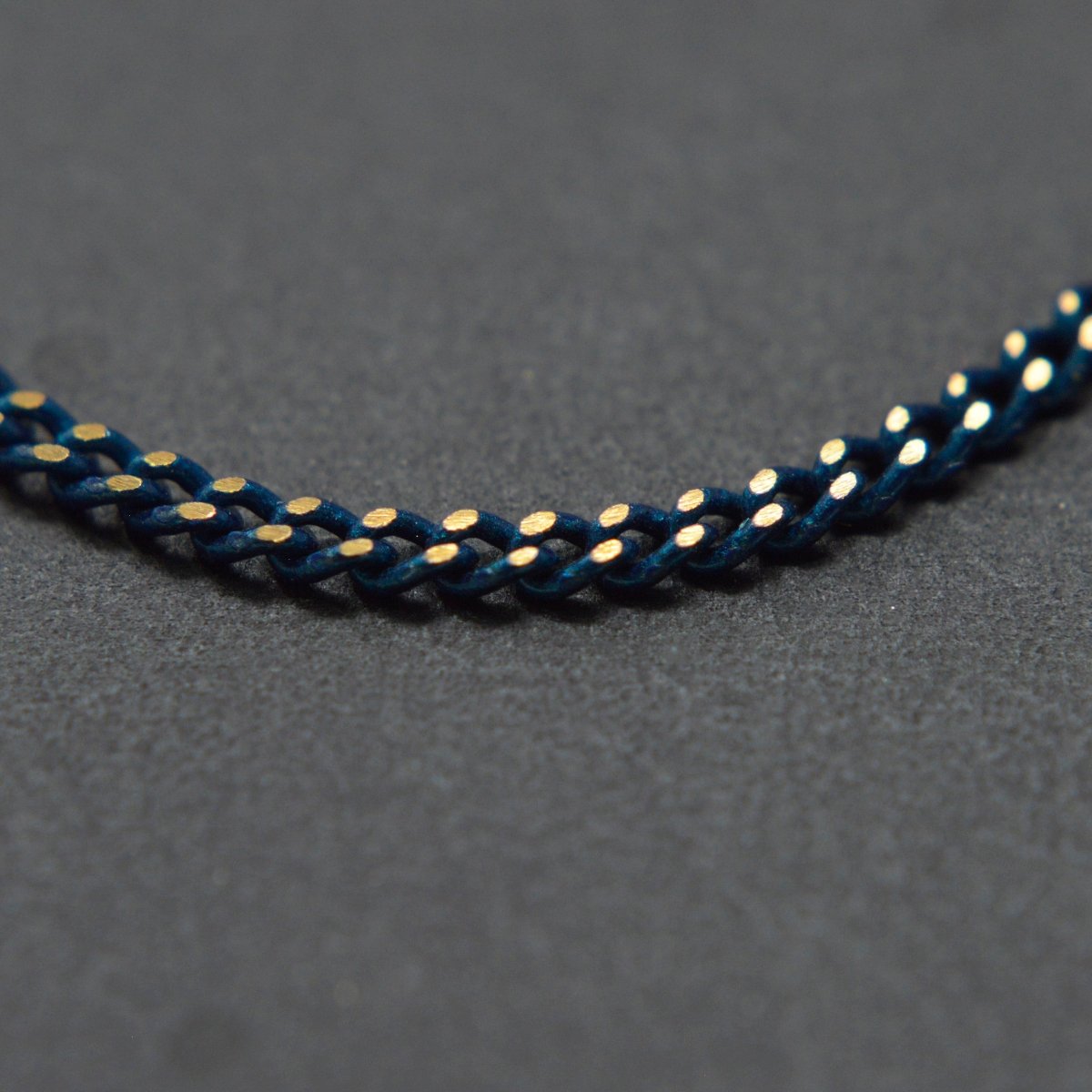 Dark Blue Shimmer Cable Chain On Brass 1.8mm width Gold Navy Enamel Unfinished chain for Bracelet Necklace Component Chain | ROLL-445 Clearance Pricing