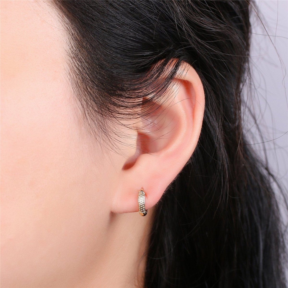 Gold Filled Tiny Huge earrings, Clear Cubic small hoops, Tiny hoops, Dainty hoops, Minimalist hoop earrings, Huggie hoop earrings K-253