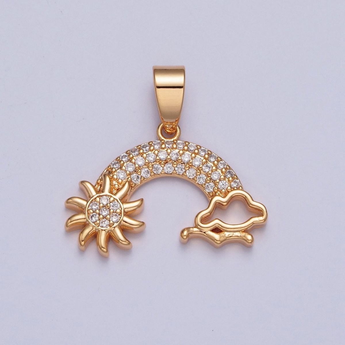 Clear/Rainbow Multicolor Rainbow Cloud Weather & Celestial Sun Pendant For Jewelry Making X-364 X-365