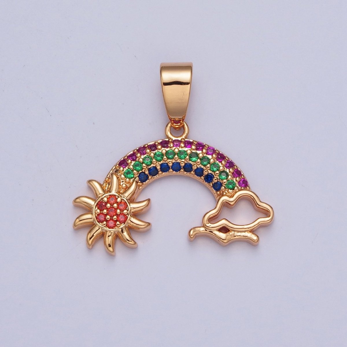 Clear/Rainbow Multicolor Rainbow Cloud Weather & Celestial Sun Pendant For Jewelry Making X-364 X-365