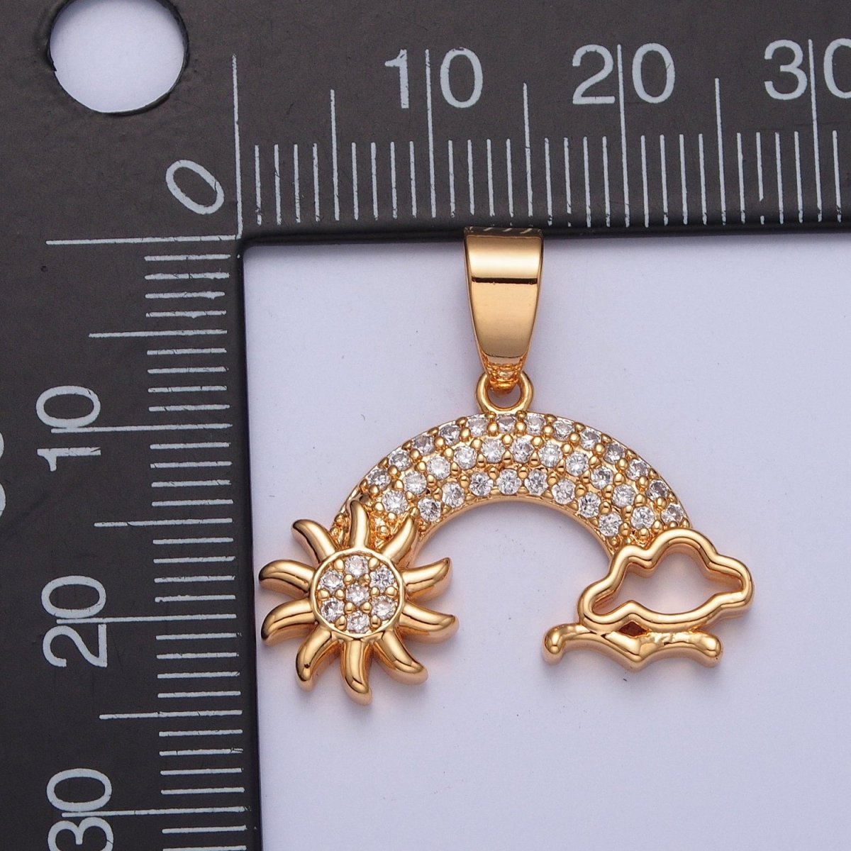 Clear/Rainbow Multicolor Rainbow Cloud Weather & Celestial Sun Pendant For Jewelry Making X-364 X-365