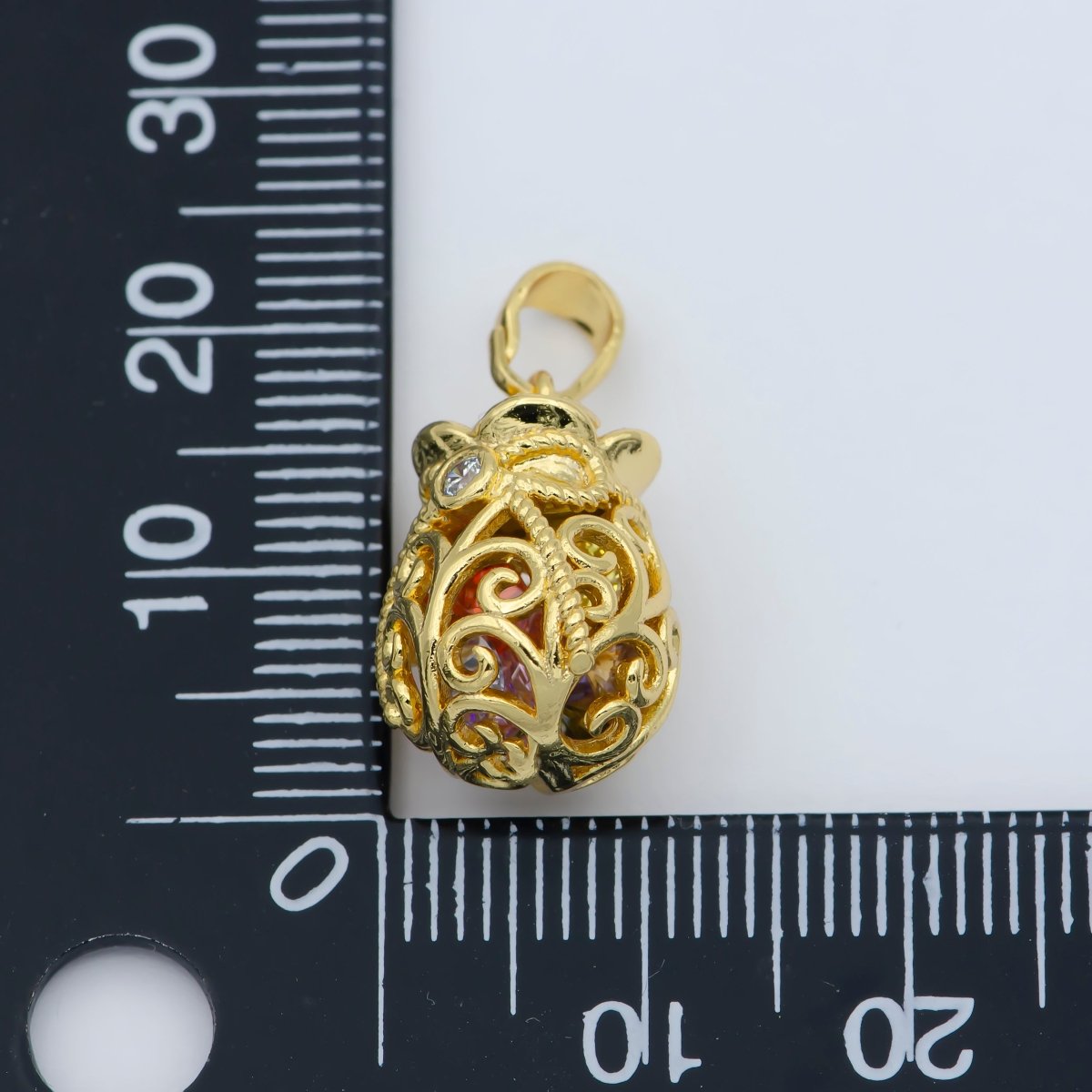 Colorful Crystal Gemstone Charm Cage, Dainty Pendant for Minimalist jewelry Supply I-035