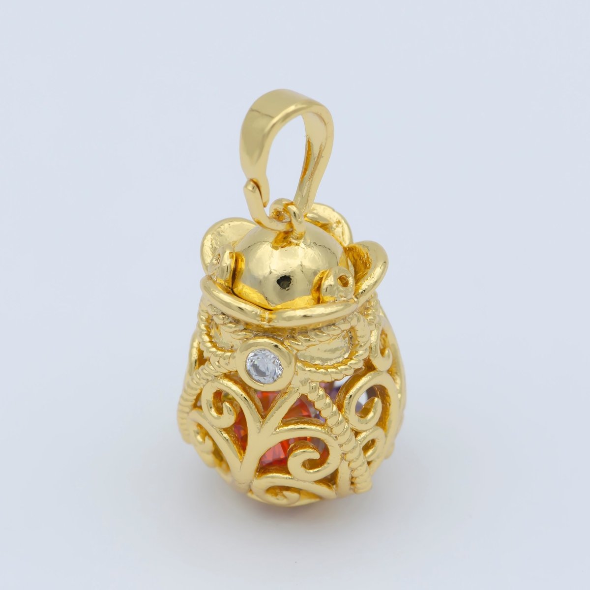 Colorful Crystal Gemstone Charm Cage, Dainty Pendant for Minimalist jewelry Supply I-035