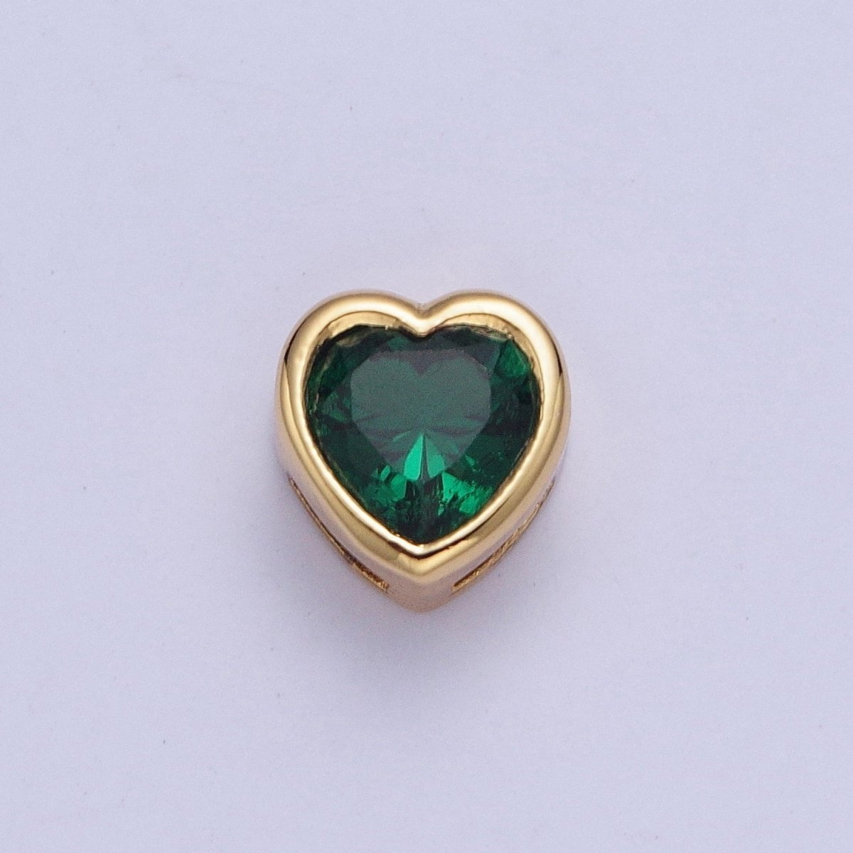 Colorful Cubiz Zirconia Heart Gold Bezel Beads - 7mm Dainty Bright 3D Love Jewelry Gold Filled Love Beads spacer for Bracelet Necklace Supply W-912-W-919