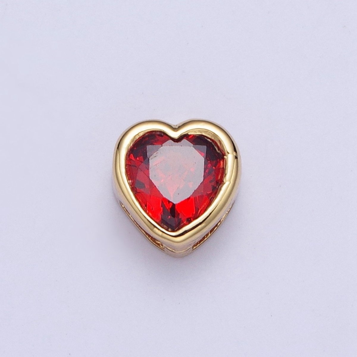 Colorful Cubiz Zirconia Heart Gold Bezel Beads - 7mm Dainty Bright 3D Love Jewelry Gold Filled Love Beads spacer for Bracelet Necklace Supply W-912-W-919