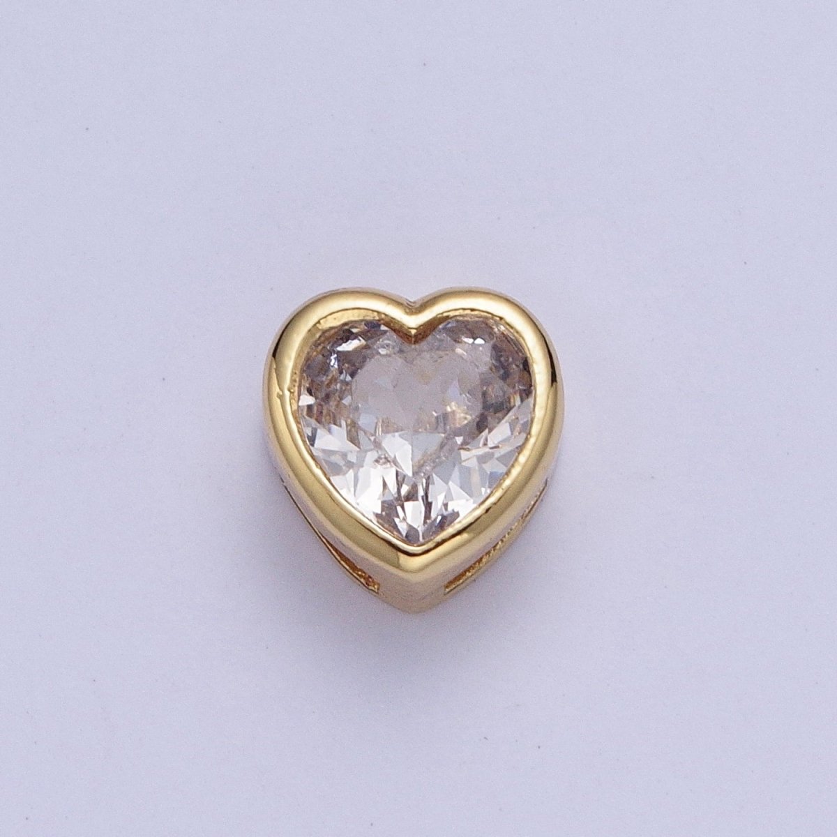 Colorful Cubiz Zirconia Heart Gold Bezel Beads - 7mm Dainty Bright 3D Love Jewelry Gold Filled Love Beads spacer for Bracelet Necklace Supply W-912-W-919