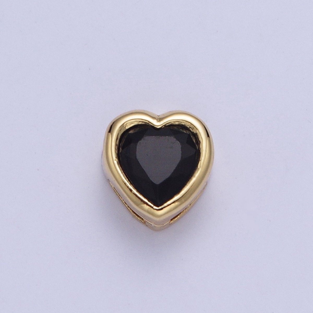Colorful Cubiz Zirconia Heart Gold Bezel Beads - 7mm Dainty Bright 3D Love Jewelry Gold Filled Love Beads spacer for Bracelet Necklace Supply W-912-W-919