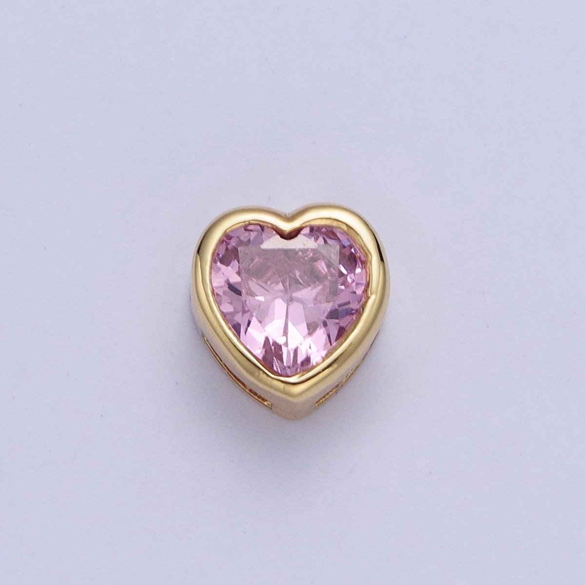 Colorful Cubiz Zirconia Heart Gold Bezel Beads - 7mm Dainty Bright 3D Love Jewelry Gold Filled Love Beads spacer for Bracelet Necklace Supply W-912-W-919