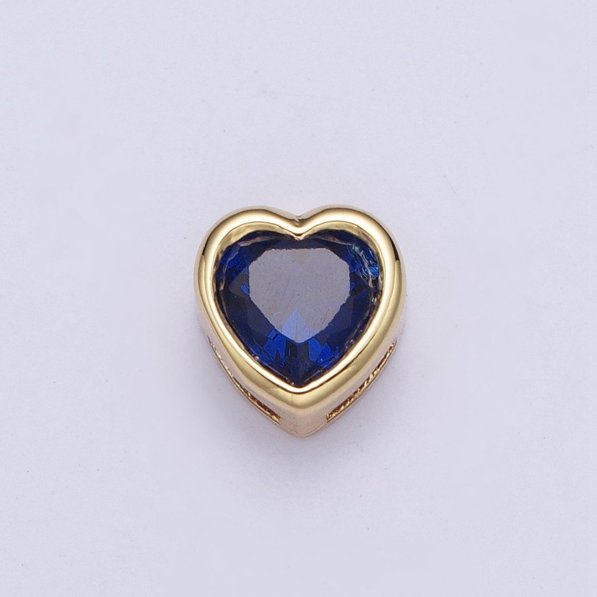Colorful Cubiz Zirconia Heart Gold Bezel Beads - 7mm Dainty Bright 3D Love Jewelry Gold Filled Love Beads spacer for Bracelet Necklace Supply W-912-W-919