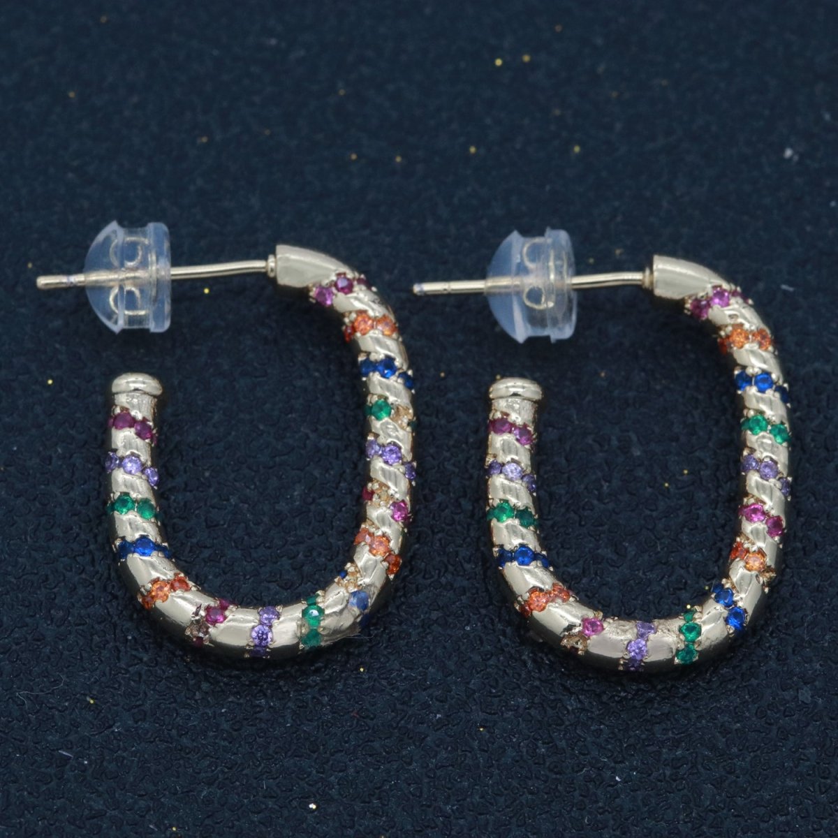 Colorful Cz Hoop Earring Multi Color Cz Hoop Earring for Statement Jewelry Christmas Gift T-156