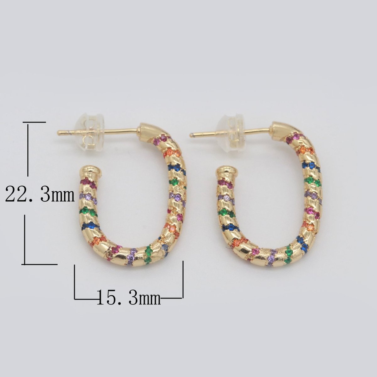 Colorful Cz Hoop Earring Multi Color Cz Hoop Earring for Statement Jewelry Christmas Gift T-156