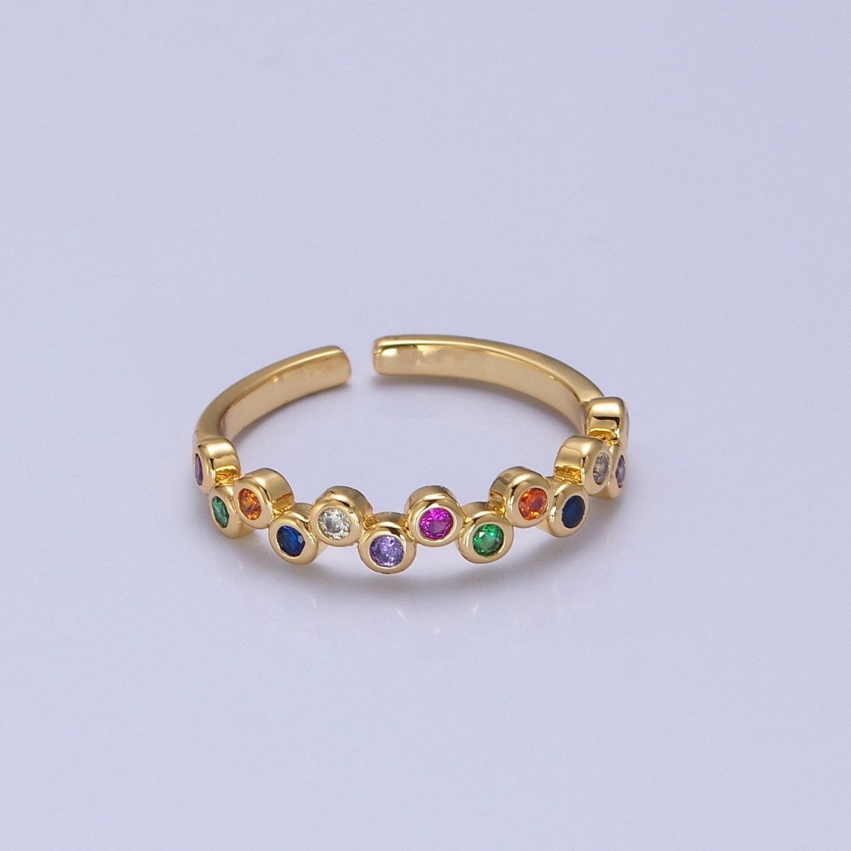Colorful cz ring, Gold Filled stacking ring bubble ring Thin CZ gold Ring Open Adjustable Ring O-2118