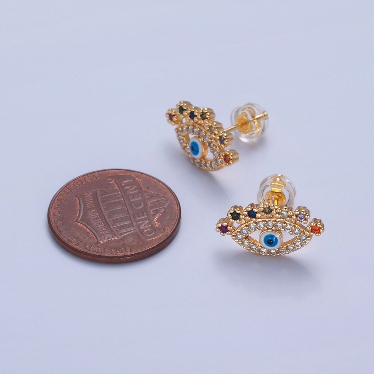 Colorful CZ Stud Earring Evil Eye Stud Earring jewelry T-472