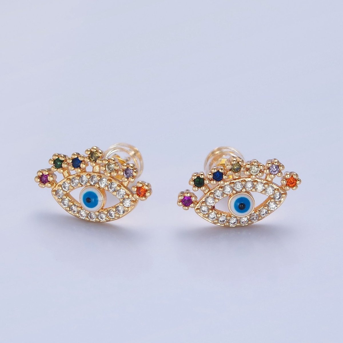 Colorful CZ Stud Earring Evil Eye Stud Earring jewelry T-472