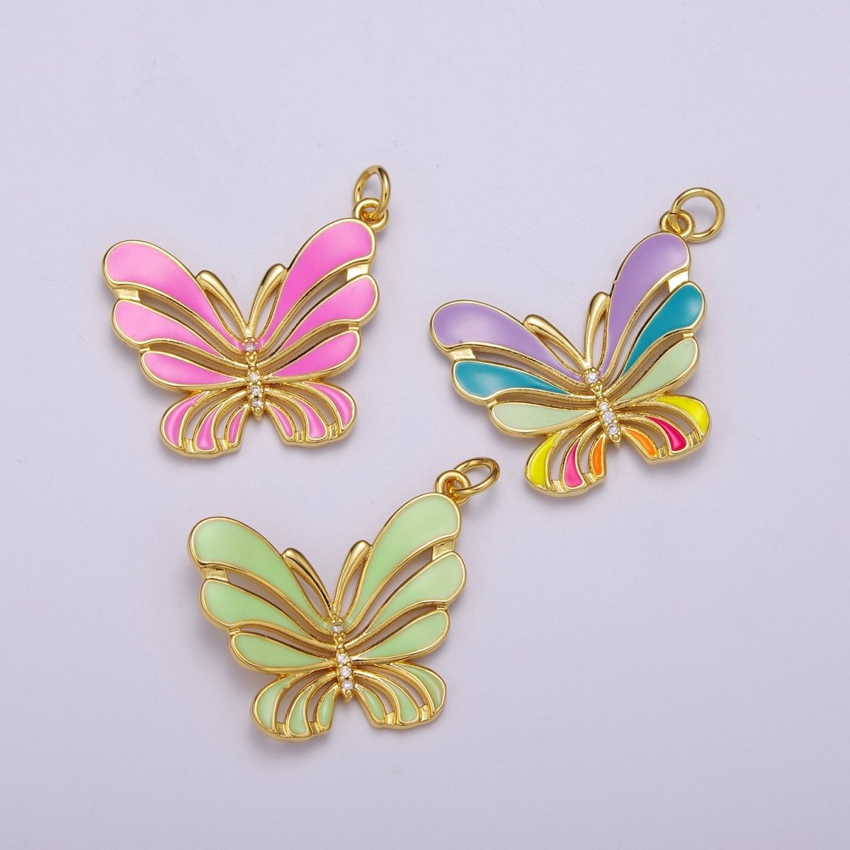 Colorful Enamel Butterfly Charm Necklace Bracelet Earring Pendant Gold Filled Mariposa Charm M-801 M-802 M-803