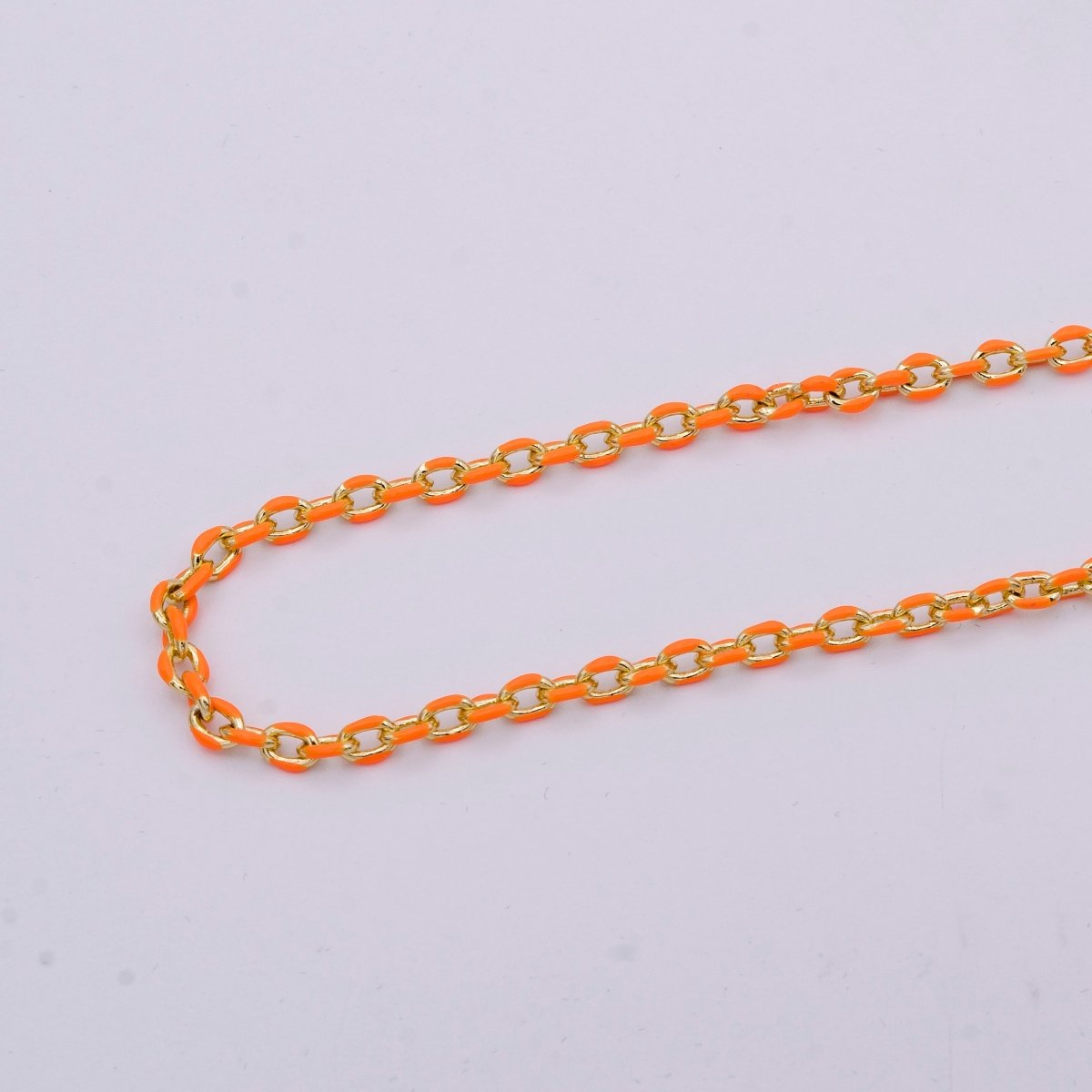 Colorful Enamel Chain 4.5x3.3mm Cable Link Chain, 14K Gold Filled Dainty Chain, Wholesale bulk Chain by Yard | ROLL-1018 To ROLL-1025