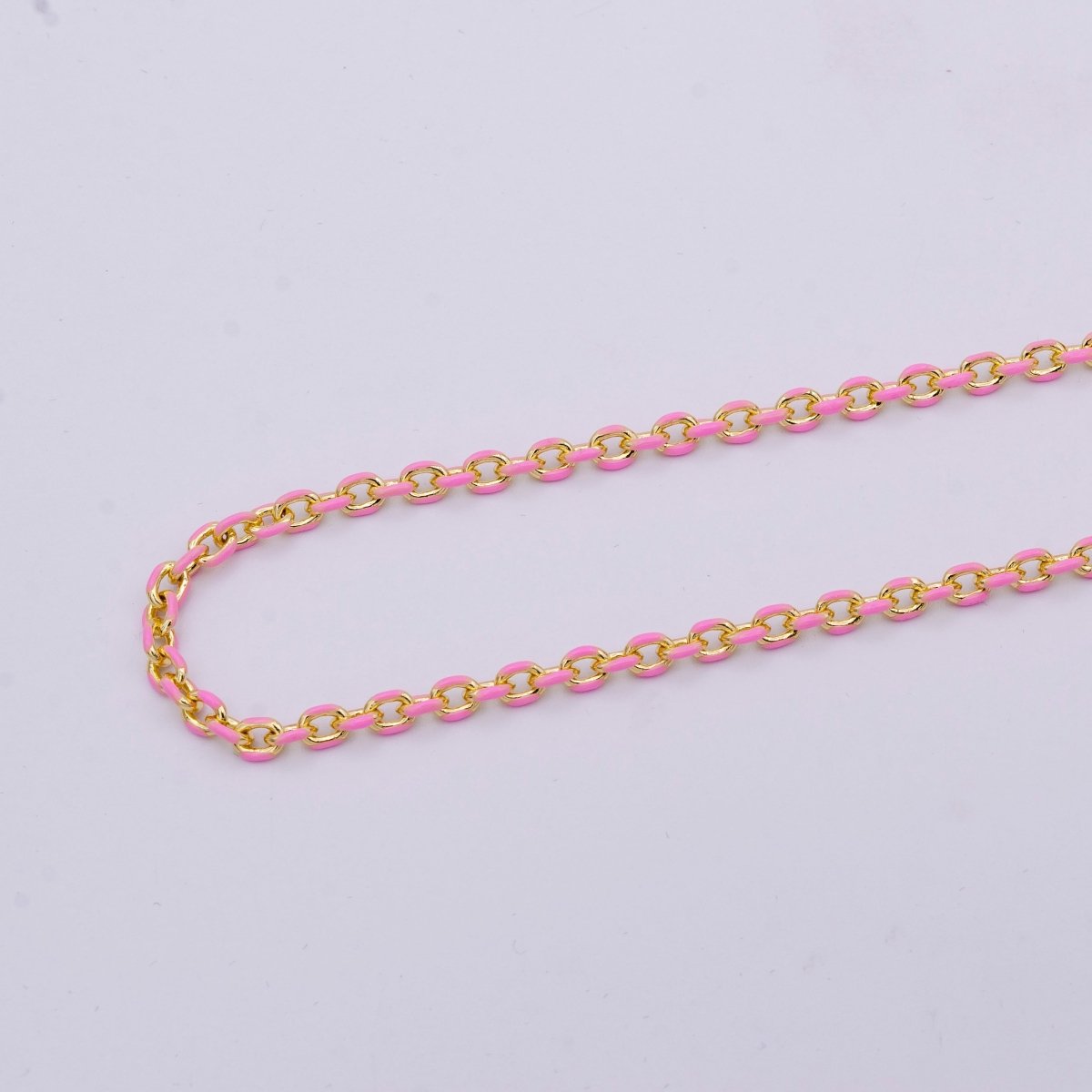 Colorful Enamel Chain 4.5x3.3mm Cable Link Chain, 14K Gold Filled Dainty Chain, Wholesale bulk Chain by Yard | ROLL-1018 To ROLL-1025