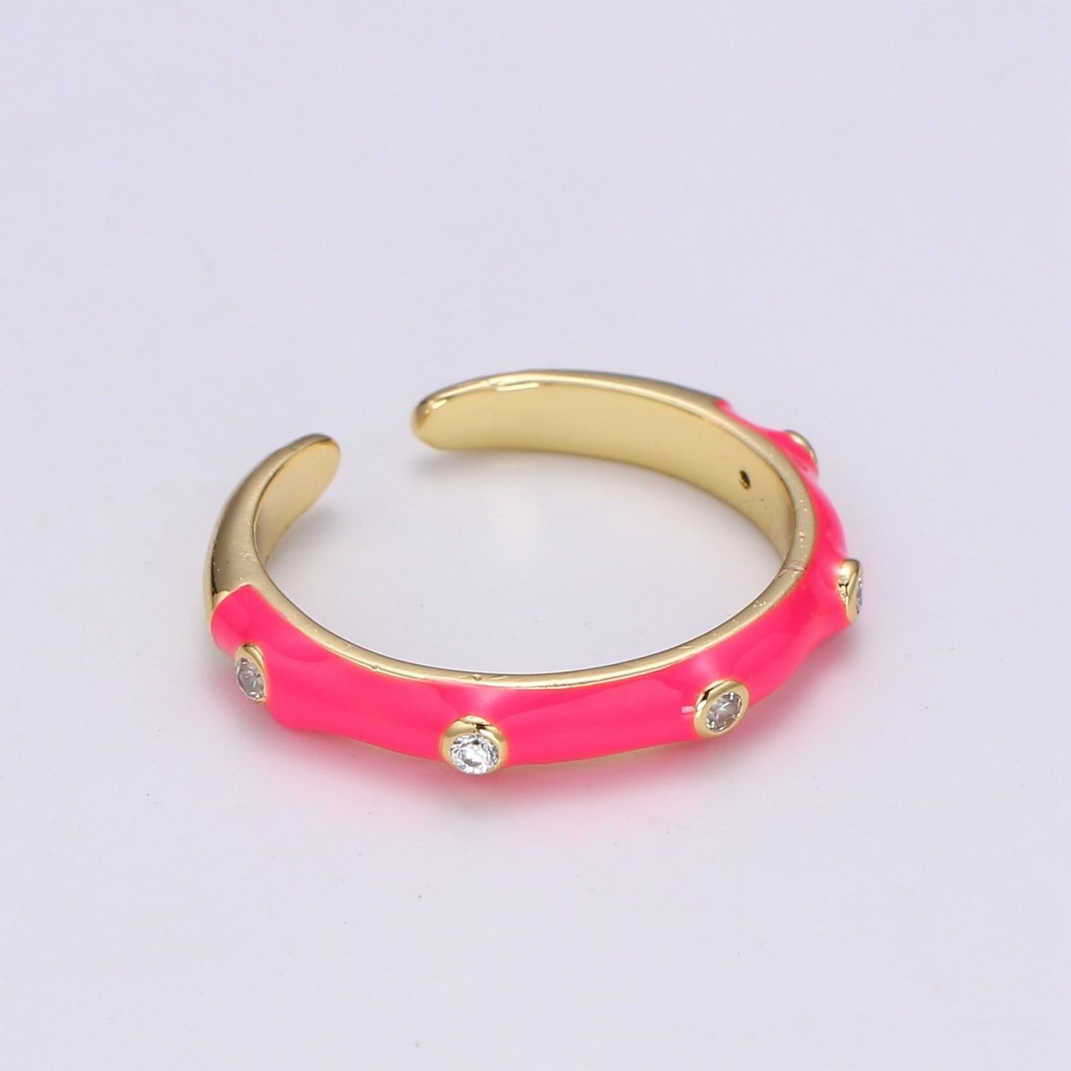 Colorful Enamel Ring | Multicolor Enamel Band Rainbow Ring | Enamel Stacking Ring Open Ring Adjustable Ring Black Pink Green White Neon Ring O-271 O-272 R-287 ~ R-294