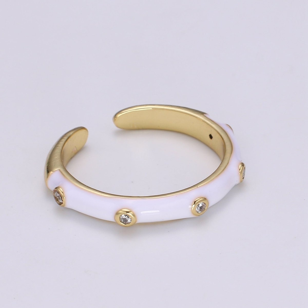 Colorful Enamel Ring | Multicolor Enamel Band Rainbow Ring | Enamel Stacking Ring Open Ring Adjustable Ring Black Pink Green White Neon Ring O-271 O-272 R-287 ~ R-294